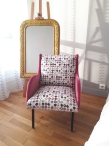 Chauffeuse Vintage Pois Parme Violet Omega Casal Velours