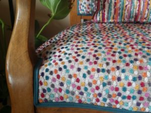 Voltaire Tissu Casal Janeiro Pois Multicolore Bois Miel Double corde Bleu Canard