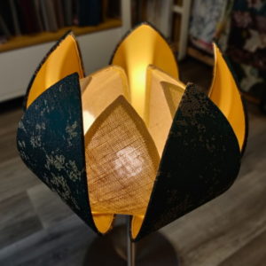 abat jour lumière fleur lotus jute emeraude